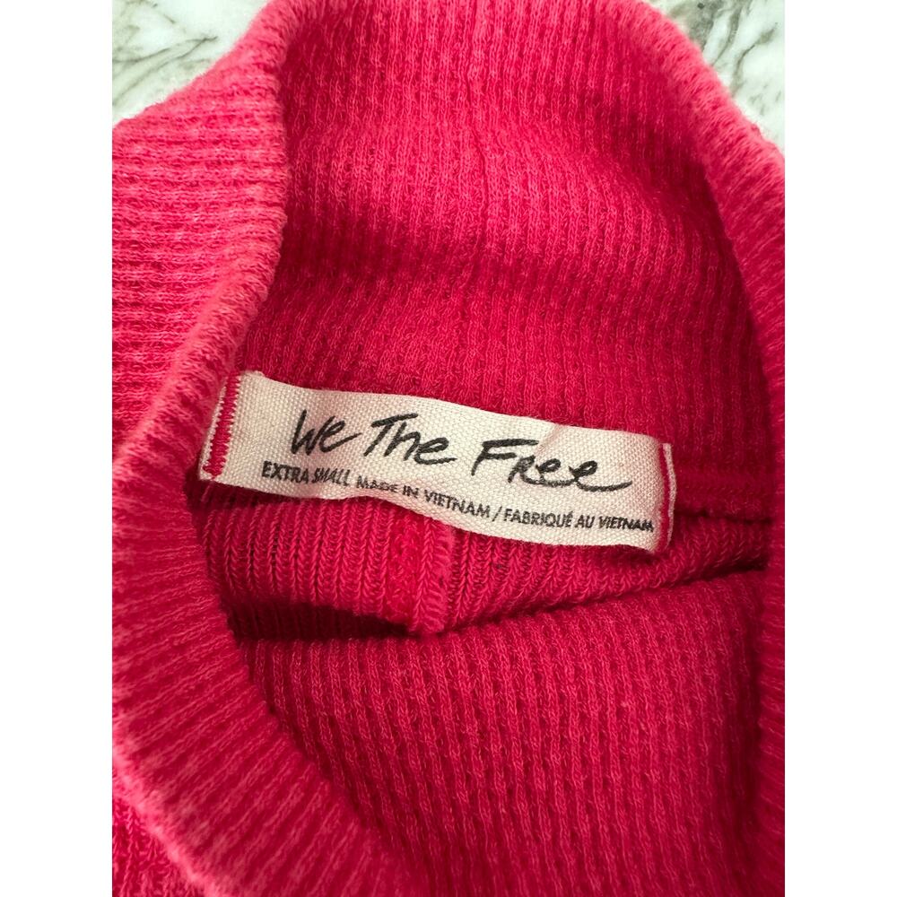 FREE PEOPLE Rivet Studded Cuff Mock Neck Thermal Long Sleeve Shirt Top XS - Picture 9 of 10